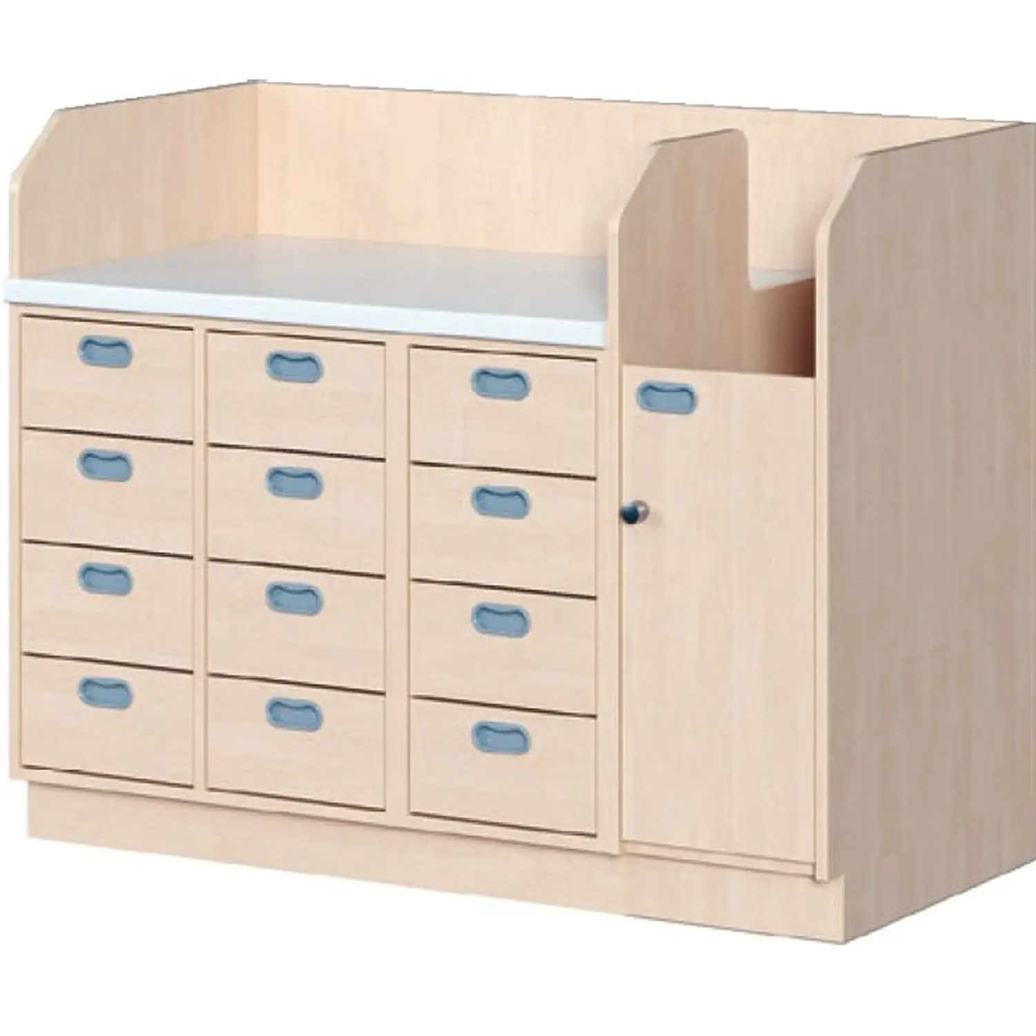 Wickelkommoden mit fester Anstelltreppe rechts, mit 12 Dekorschüben aus der Kategorie Wickeltische