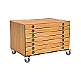 Papierschrank,  80 cm hoch, 111x79 cm (B/T), 7 Zügen, fahrbar,