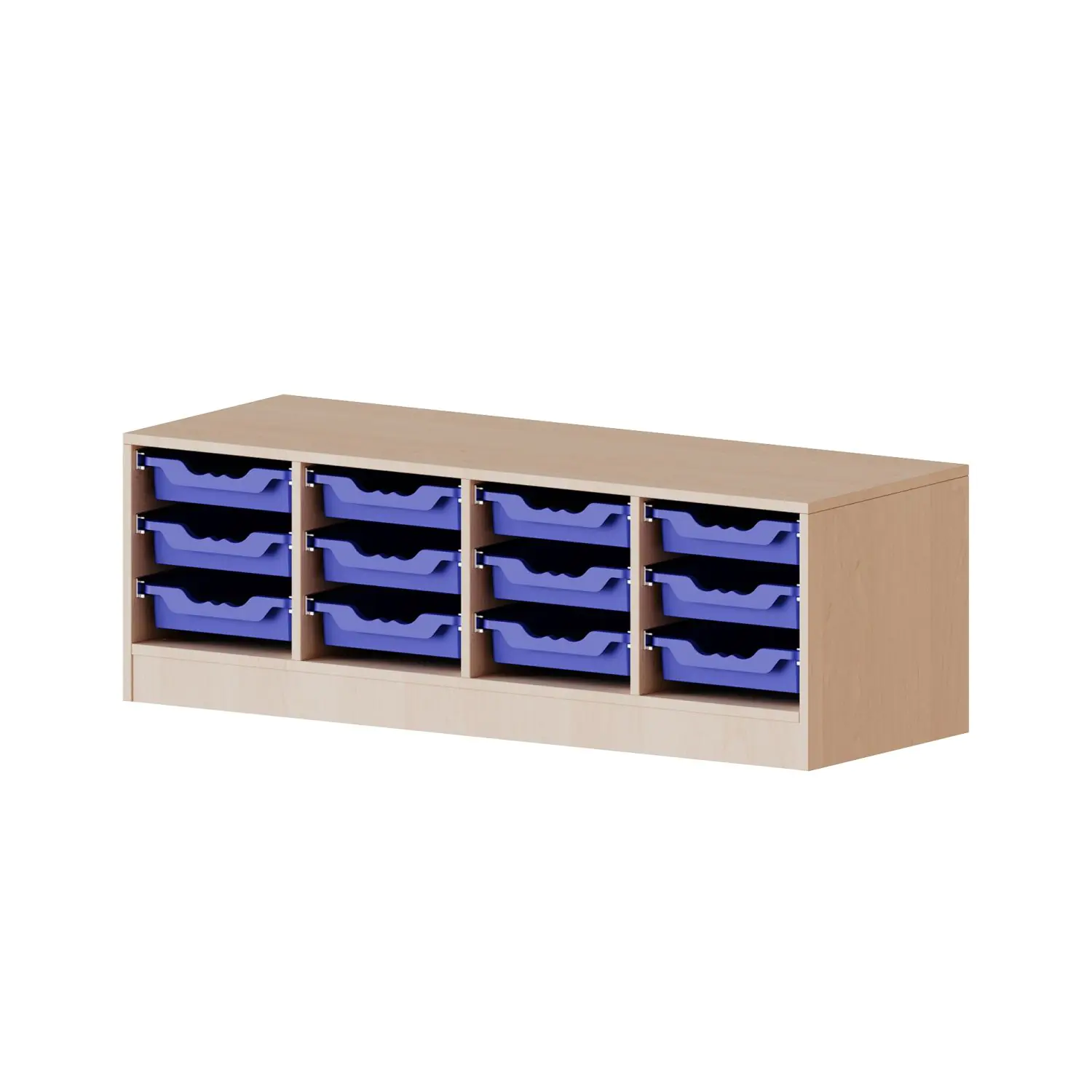 ErgoTray Regal, 4reihig, 1 OH, fahrbar, 12 flache Boxen, B/H/T 138,7x46x40cm aus der Kategorie Klassenraumregale