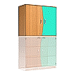 Wellentüren-Aufsatzschrank, 91 cm hoch, 105x50 cm (B/T), Tür rechts aquagrün,