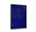 Info-Wandvitrine, 100 cm hoch, 75x3,7 cm (B/T), Rückwand blauer Stoff,
