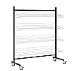 Prospektständer fahrbar, 151 cm hoch, 130x50 cm (B/T), 4 Ablagen, einseitig