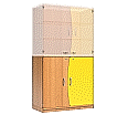 Wellentüren-Unterschrank, 99 cm hoch, 105x50 cm (B/T), Tür rechts gelb,