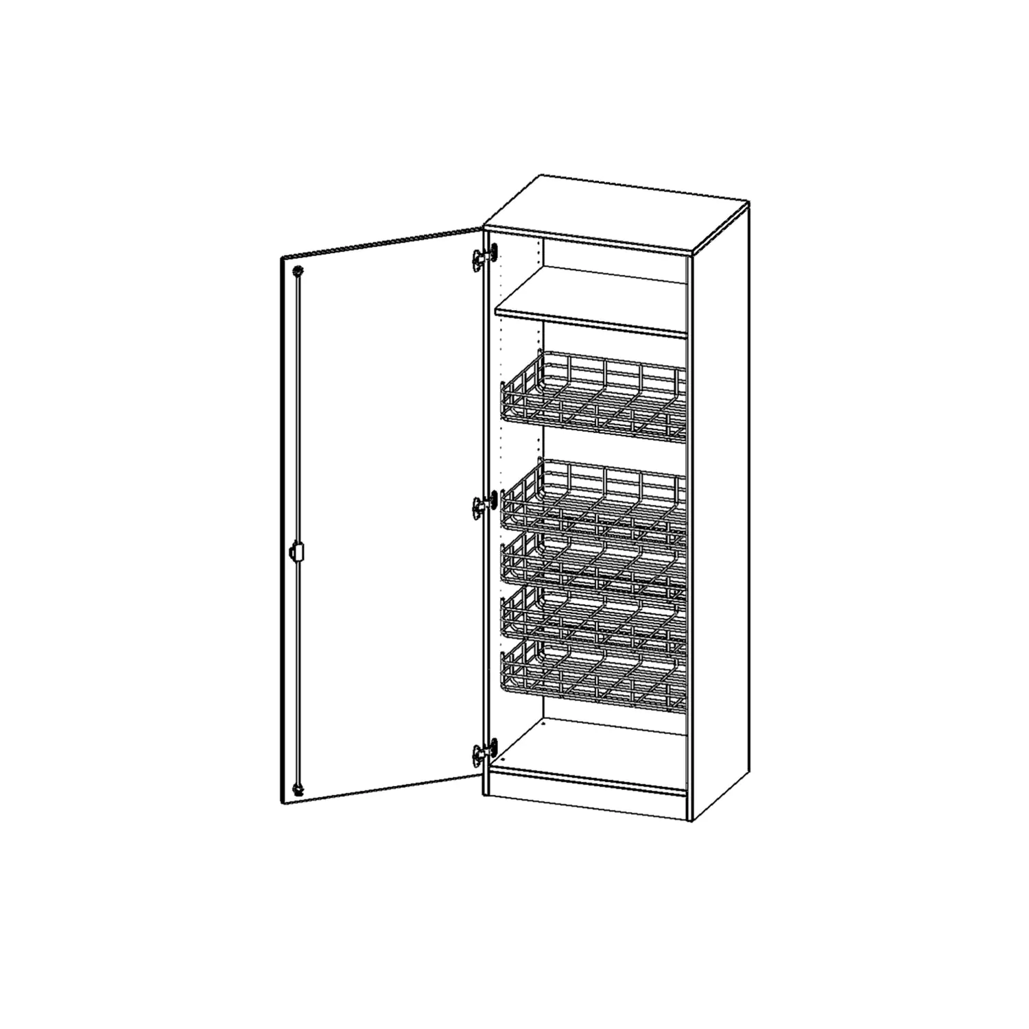 Sportschrank, 5 OH, mit 5 Ballkörben, Halterungen an der Tür,  links, B/H/T 70,3x190x60cm aus der Kategorie Fachbereichsschränke
