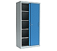Stahl-Schiebetüren-Schrank, 195 cm hoch, 100x40 cm (BxT), 4 Böden, aus der Kategorie Stahl-Schränke mit Schiebe-Türen