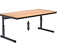 Schultisch Kufenform 160x80 cm (B/T), höhenverstellbar, offener Blechkabelkanal, Tischbeine Ovalrohr