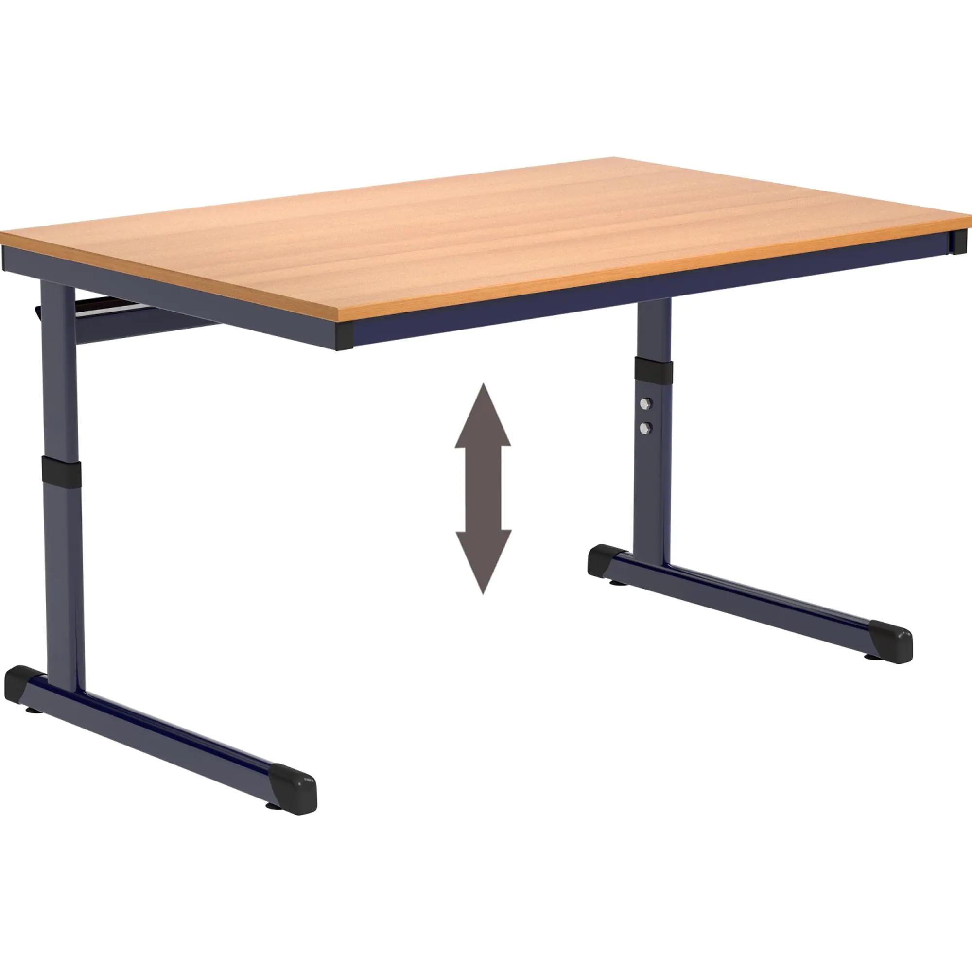 EDV-Tisch Kufenform, 120x80 cm (B/T), höhenverstellbar, offener Blechkabelkanal