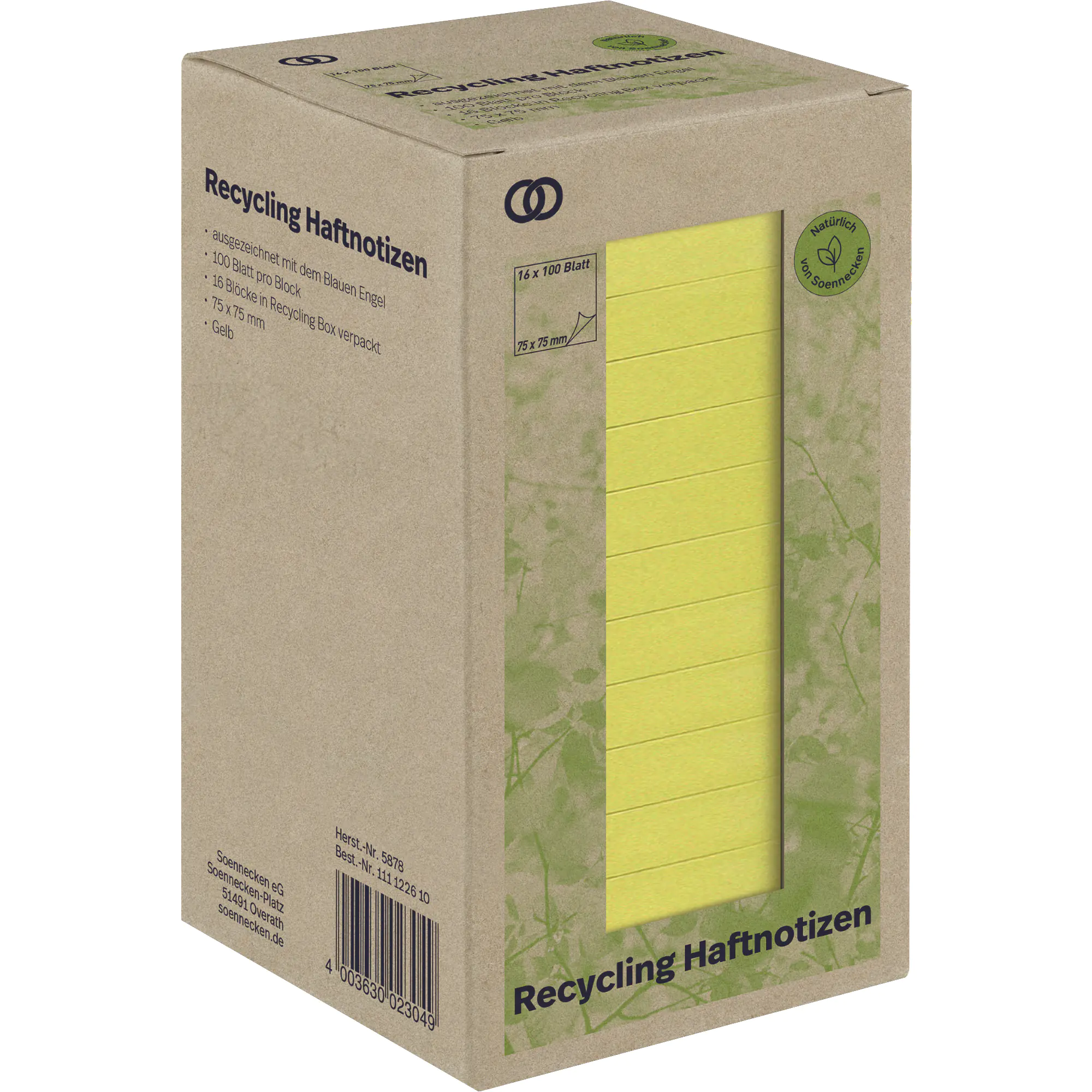 Soennecken Haftnotiz oeco RC 75x75mm 100Bl. ge 16St. aus der Kategorie Papiere