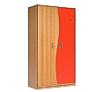 Wellentürenschrank, 190 cm hoch, 105x50 cm (B/T), Tür rechts rot,
