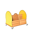 Bücherwagen,  66 cm hoch,  70x55 cm (B/T), Korpus Buche, Seiten gelb,