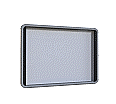 Info-Wandvitrine,  69 cm hoch, 97x3,7 cm (B/T), Rückwand Stahl weiß,