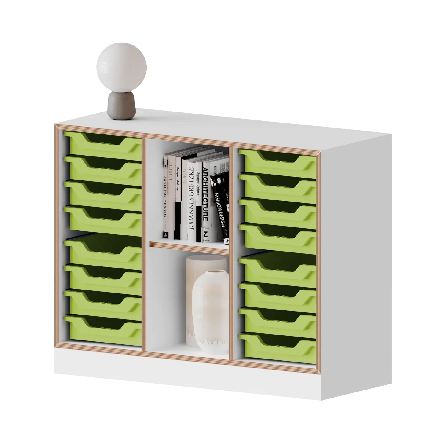 qickly® Regal, 2 OH, 16 kleine Ergo Tray Boxen, B/H/T: 104,2x74,3x42,6 cm aus der Kategorie Regale Schnelllieferprogramm