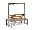 Umkleidebank doppelt, 150 cm breit, Doppel-Haken verdeckt, mit Schuhrost,