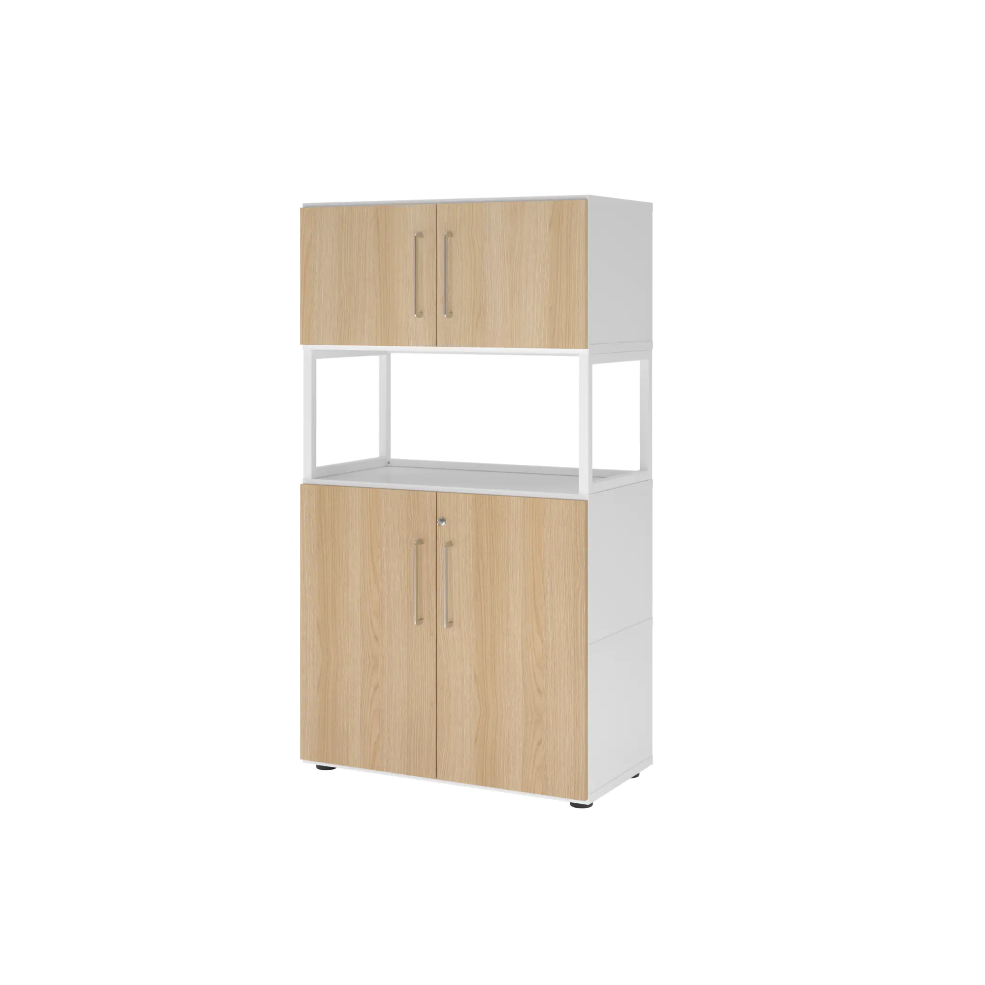 Hammerbacher Kombischrank FlexWall 4OH 1offen ws/eiche aus der Kategorie Regale