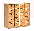 Schrank mit 20 Massivholzkästen,  98 cm hoch, 100x40 cm (B/T), aus der Kategorie -Schränke mit Massivholzkästen