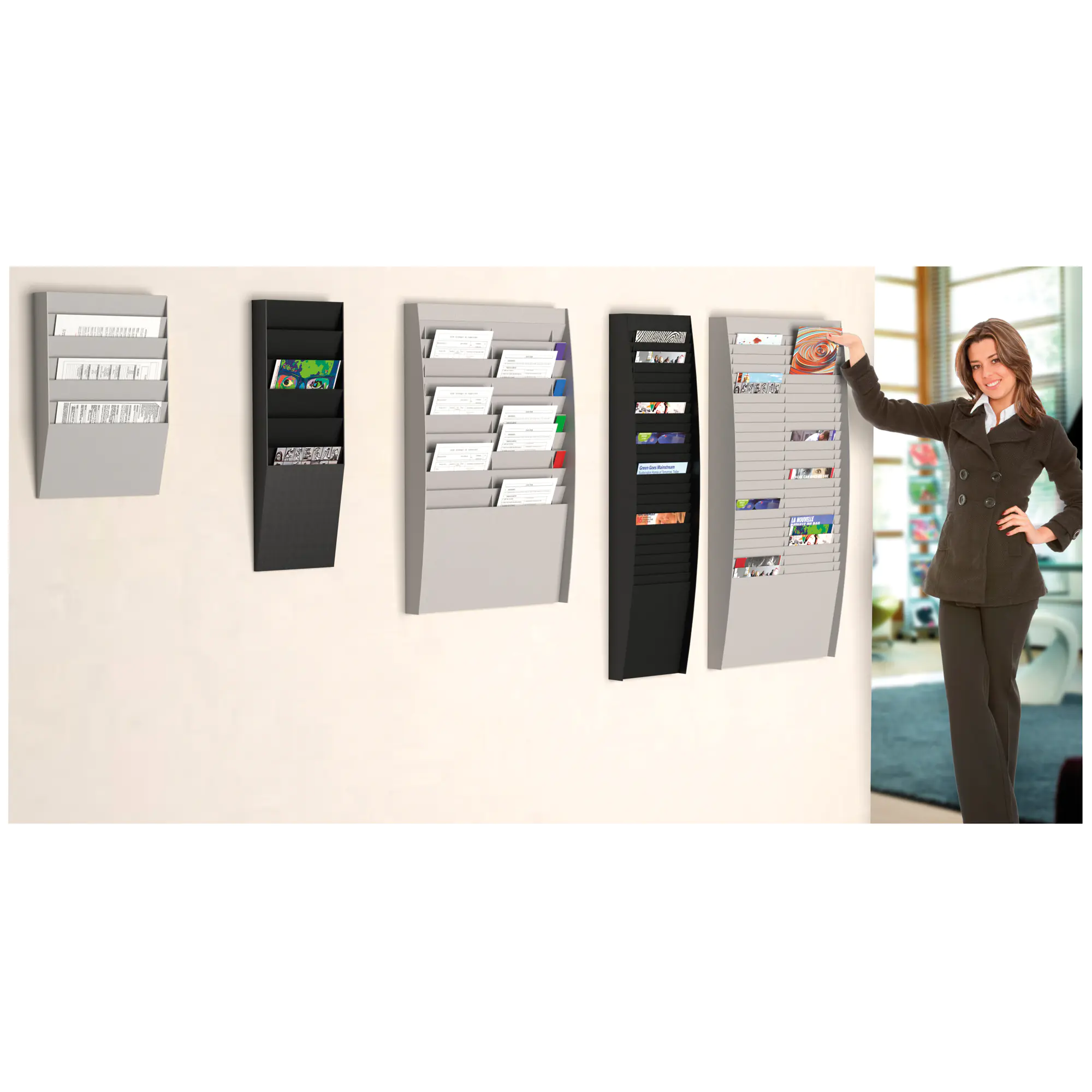 Paperflow Wand-Sortiertafel V 20F DIN A4 sw aus der Kategorie Prospekthalter