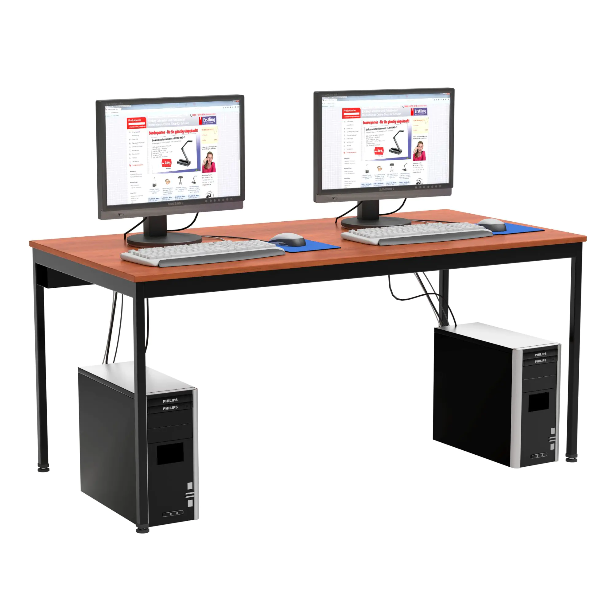 EDV-Tisch, 160x80 cm (B/T), 72 cm hoch, offener Blechkabelkanal, aus der Kategorie EDV-Tische