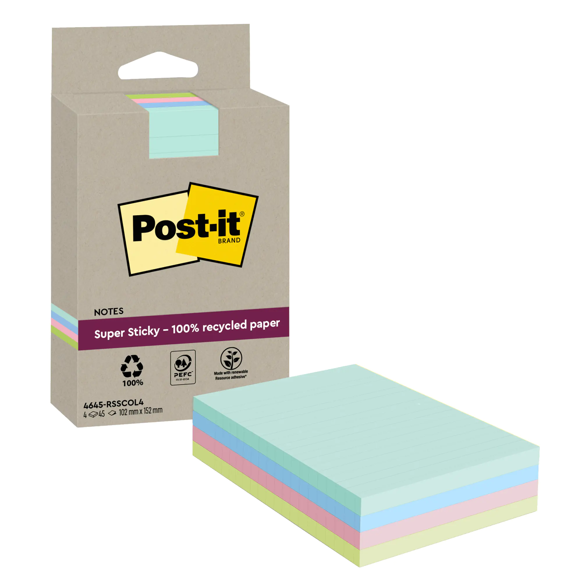 Post-it Haftnotiz Super Sticky 102x152mm 4x45Bl aus der Kategorie Haftnotizen & Notizzette