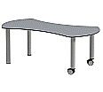 Geschwungener Tisch, 140x70 cm, Höhe wählbar, fahrbar aus der Kategorie Wellentische