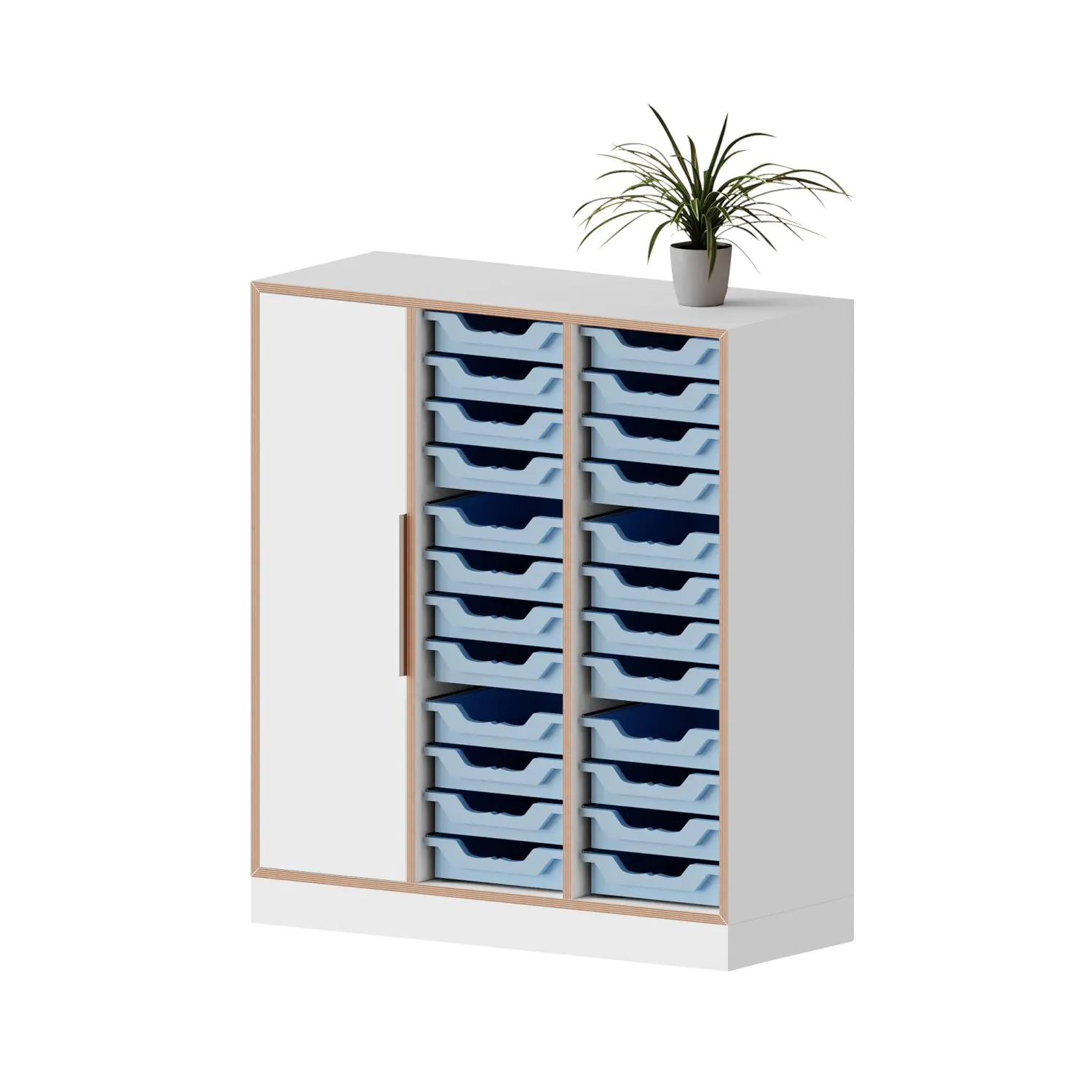 qickly® Schrank, 3 OH, 1 Tür, 24 kleine Ergo Tray Boxen, B/H/T: 104,2x110,5x42,6 cm aus der Kategorie Schränke Schnelllieferprogramm