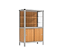 Vitrine, mit Unterschrank, 180 cm hoch, 120x50 cm (B/T), Holzrückwand, aus der Kategorie Ausstellungsvitrinen Innen Freistehend