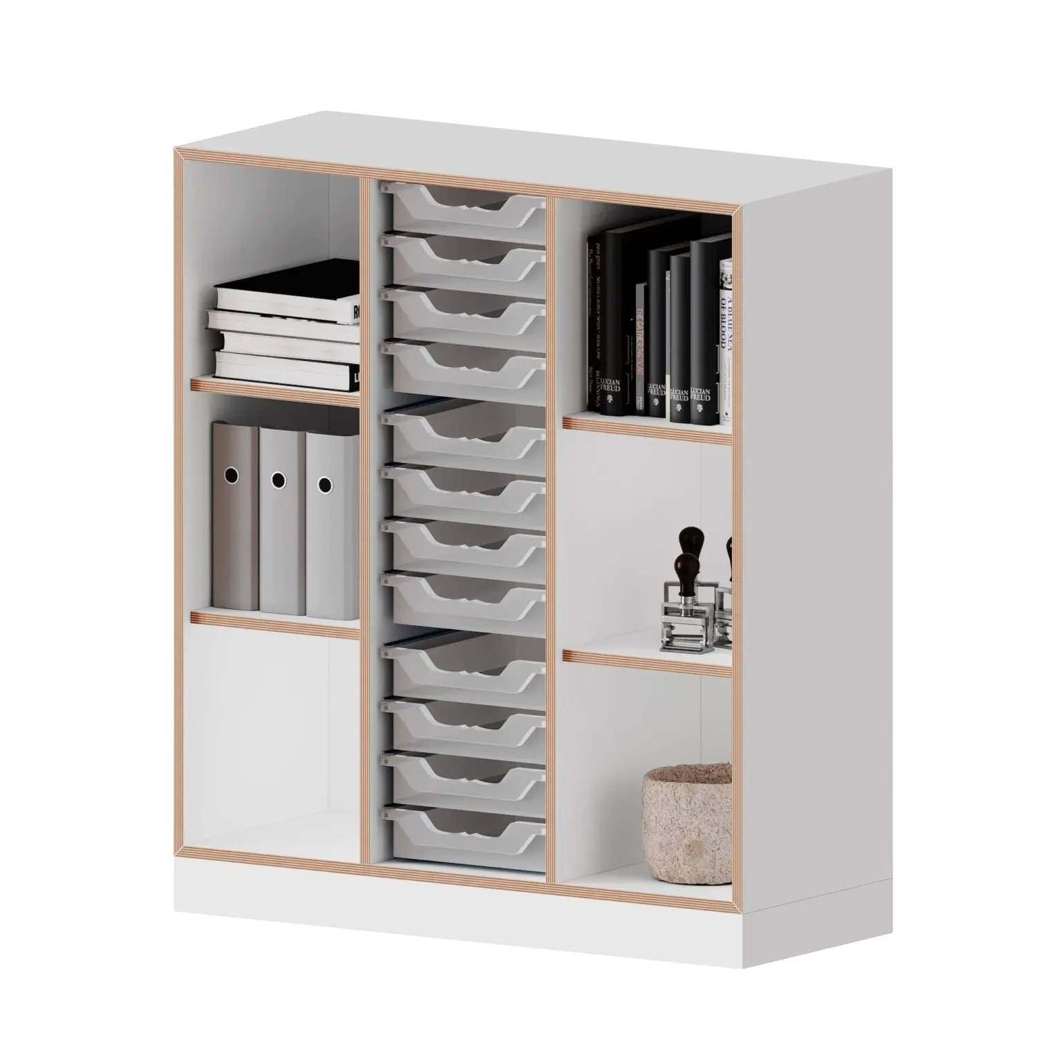 qickly® Regal, 3 OH, 12 kleine Ergo Tray Boxen, B/H/T: 104,2x110,5x42,6 cm aus der Kategorie Regale Schnelllieferprogramm