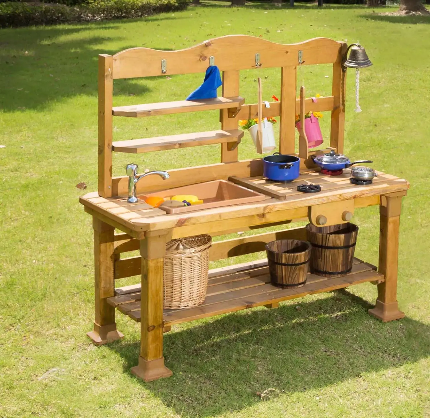 Outdoor-Spielküchen-Set Maße B/H/L: 50 x 113 x 120 cm, imprägniertes Kiefernholz