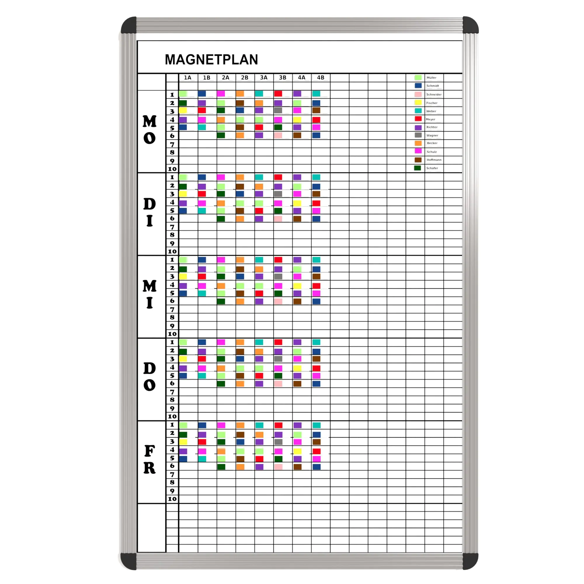 Klassen-Plantafel, 10 Stunden Mo-Fr, für 15 Klassen, 103x77 cm, aus der Kategorie Klassenplan-Tafeln 10h