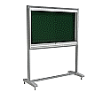 Info-Vitrine, fahrbar, 190 cm hoch, 160x12 cm (B/T), Rückwand: grün aus der Kategorie Informationsvitrinen Innen freistehend