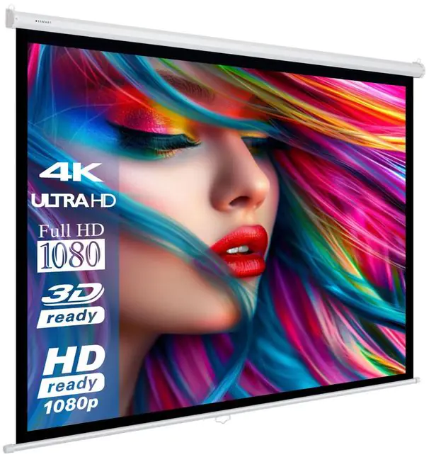 Rollo-Leinwand 240x240 cm (134“), Gehäusemaße (BxHxT): 255x9x9 cm, 1:1, schwarzer Rand zur Wand- aus der Kategorie Leinwände