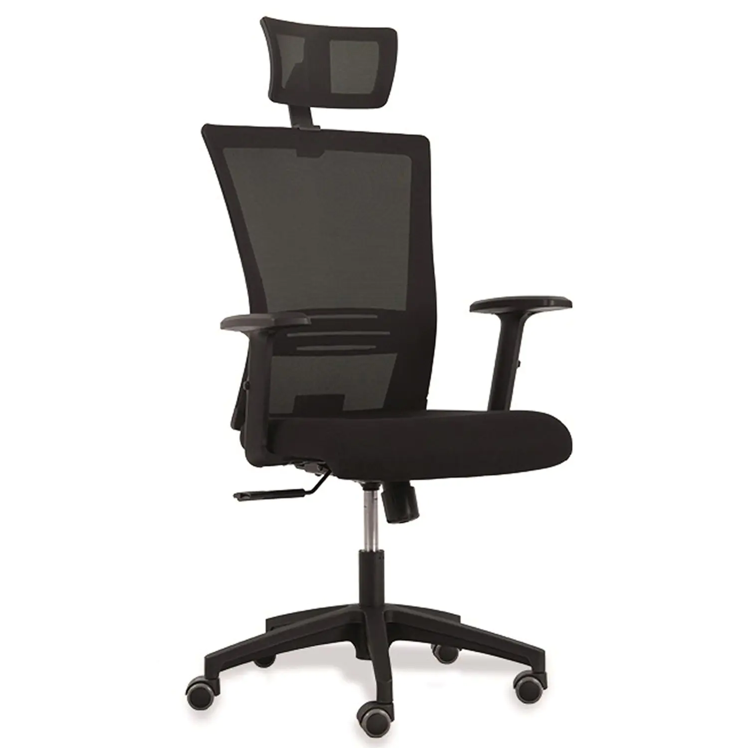 Bürodrehstuhl, höhenverstellbare Lordosenstütze, mit Armlehnen, neigbare Kopfstütze aus der Kategorie Bürodrehstühle