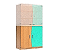 Wellentüren-Unterschrank, 99 cm hoch, 105x50 cm (B/T), Tür rechts aquagrün,