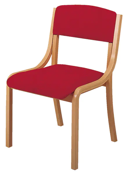 Holz-Polsterstuhl ohne Armlehnen mit Sitz- und Rückenpolster, aus der Kategorie Gestell Holz - Schale Holz