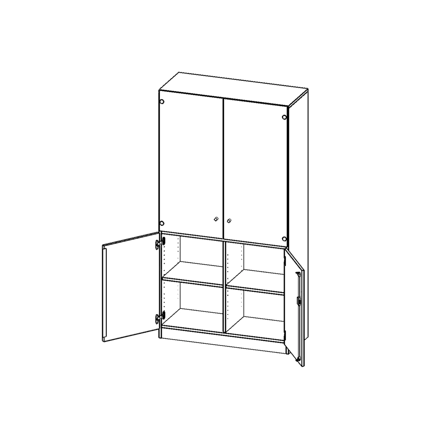 Schrank, 5 OH, Türen unten (3OH), oben 2 Vitrinentüren 2 Türen, abschließbar, B/H/T 100x190x60cm aus der Kategorie Schränke allgemein