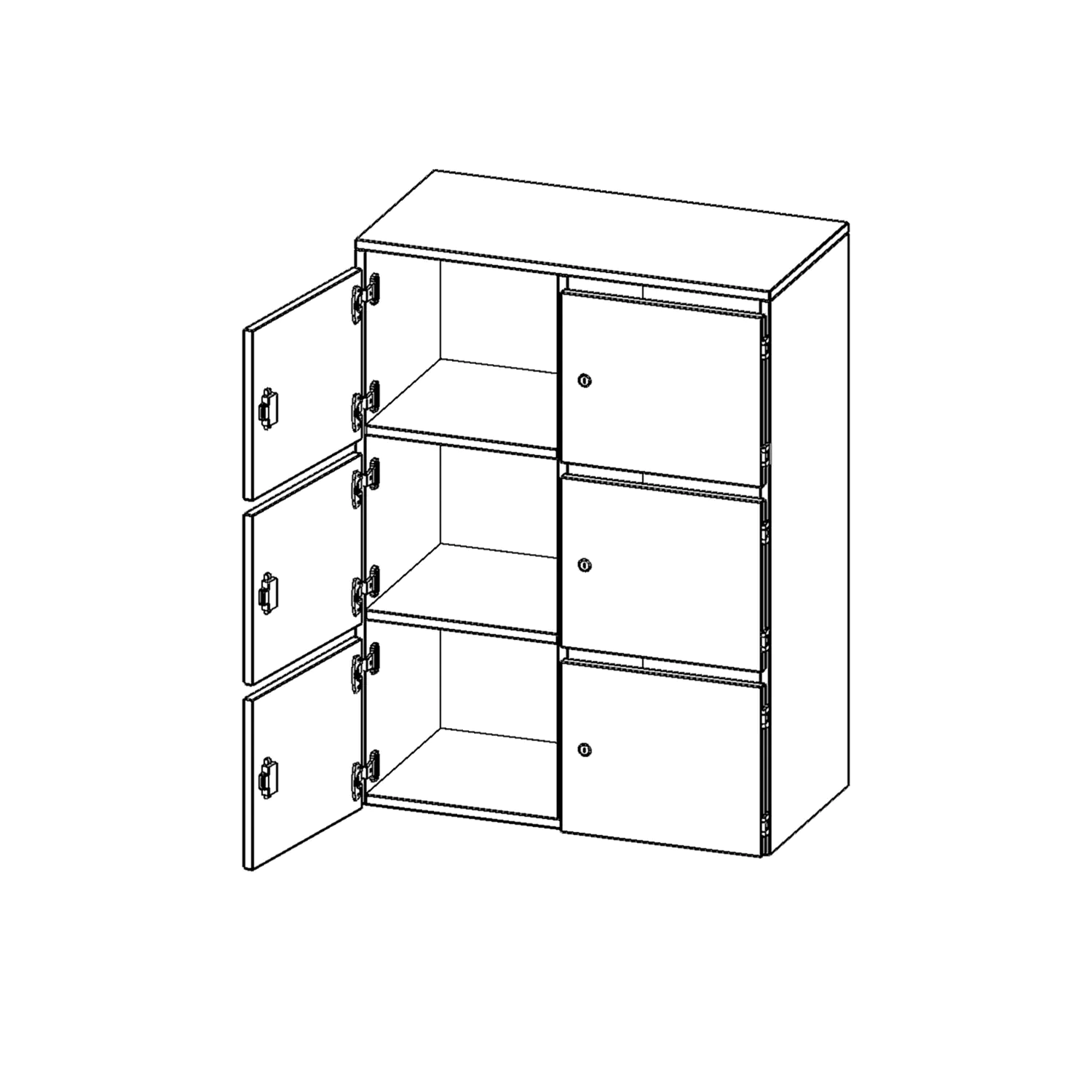 Schließfach - Aufsatz, 3 OH, 6 Schließfächer, mit Briefschlitzt, B/H/T 80x108x40cm aus der Kategorie Schließfachschränke für Lehrer
