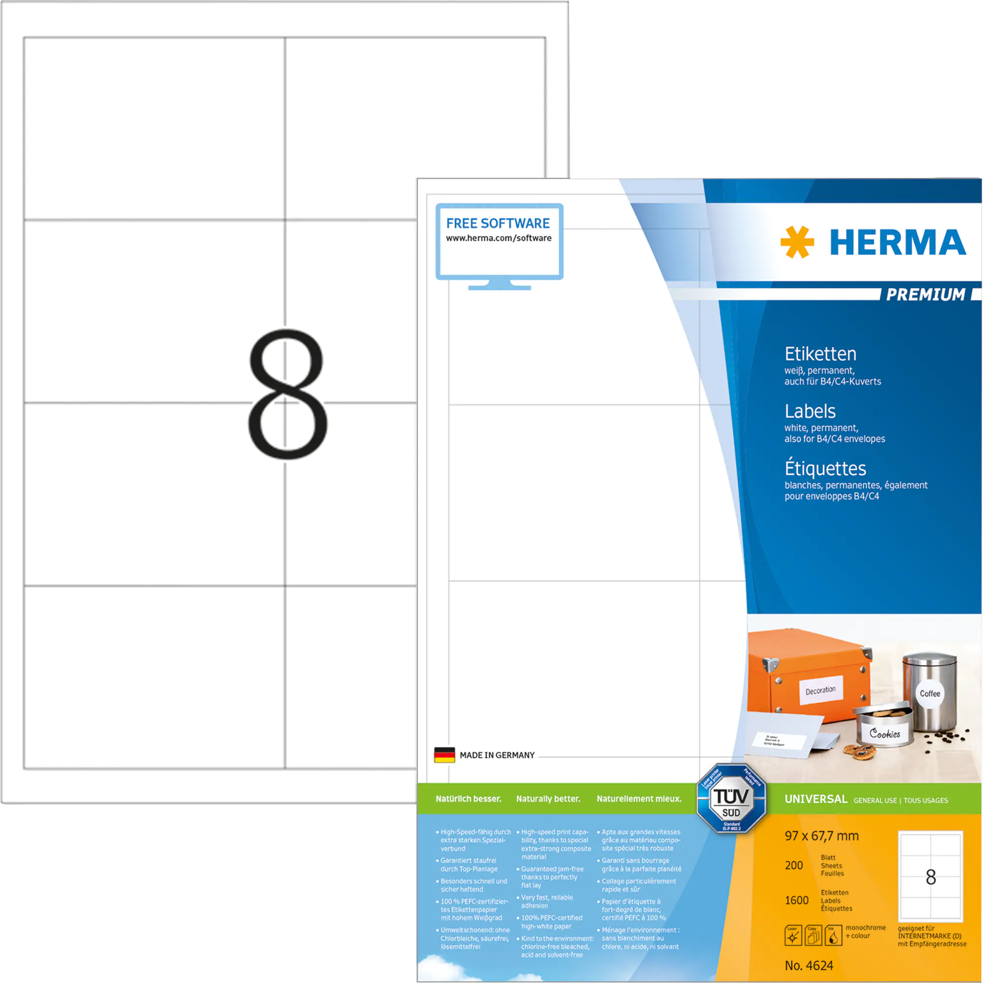 Herma Etikett PREMIUM 97x67,7mm weiß 1.600St aus der Kategorie Etiketten