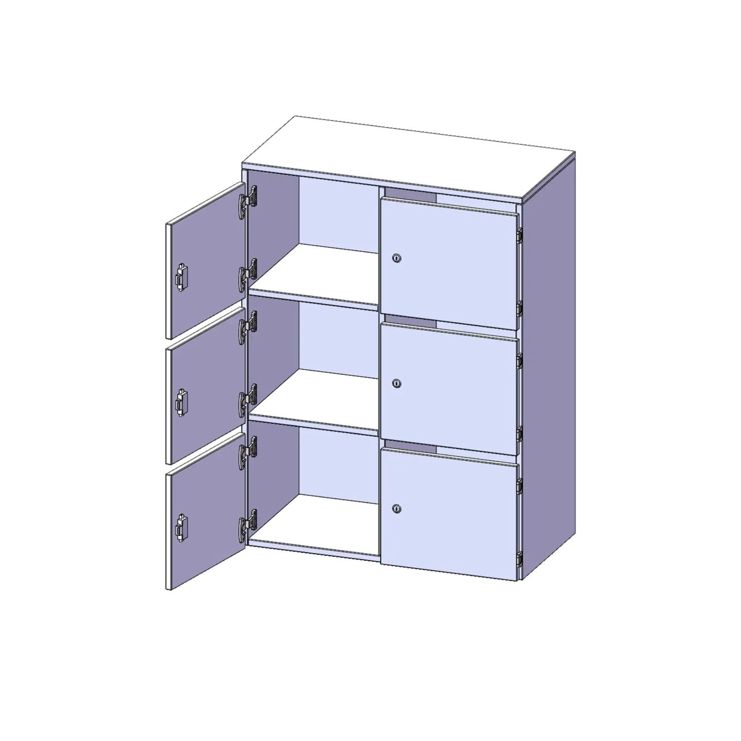 Schließfach - Aufsatz, 3 OH, 6 Schließfächer, mit Briefschlitzt, B/H/T 80x108x40cm aus der Kategorie Schließfachschränke für Lehrer