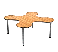 Kleeblatt 4er Tisch, 139x139 cm (B/T), höhenverstellbar 58-72 cm, aus der Kategorie Kleeblatttische