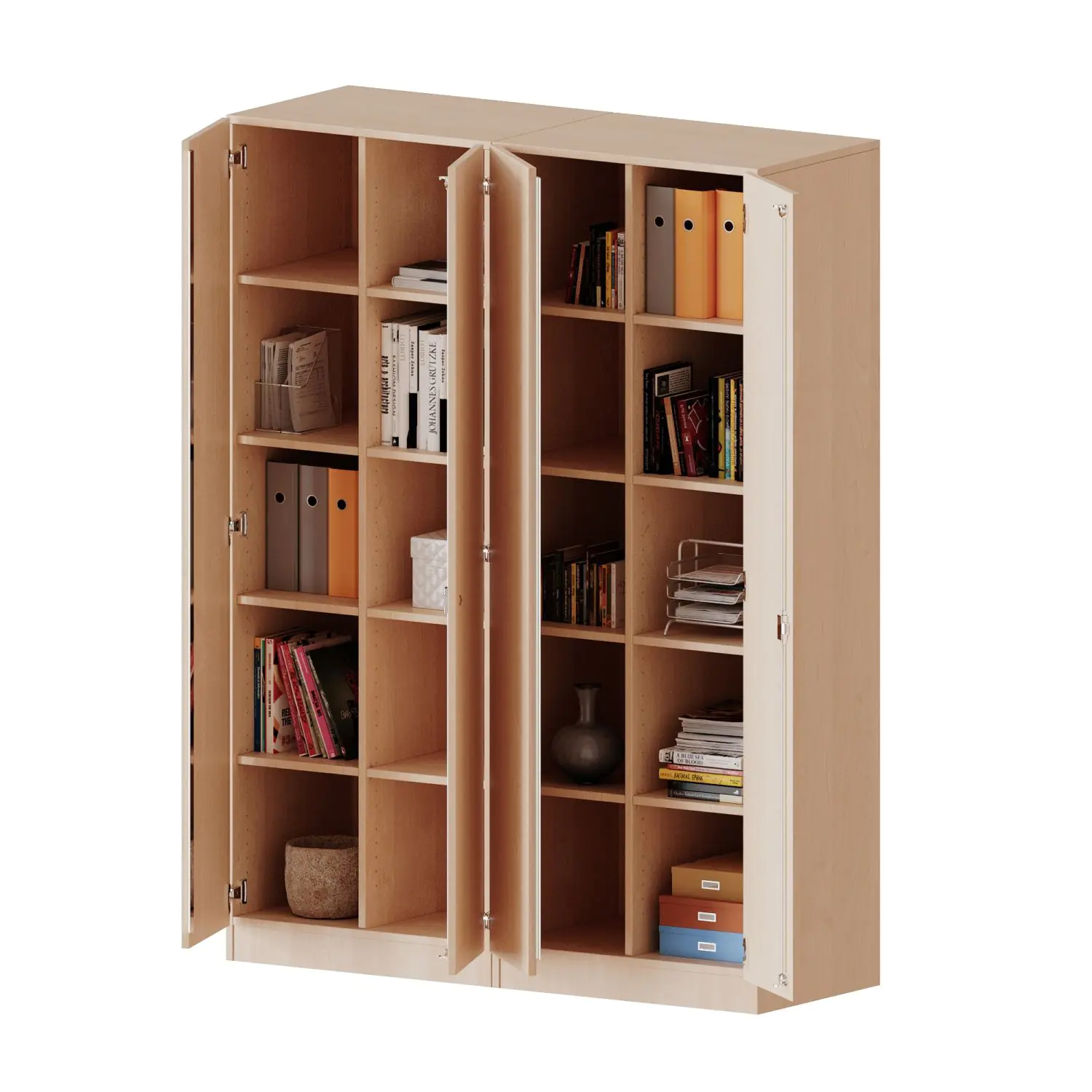 ErgoTray Schrank, zweiteilig, 4reihig, 5 OH, viertürig, zweiteilig, B/H/T 140,6x190x50cm aus der Kategorie Schränke