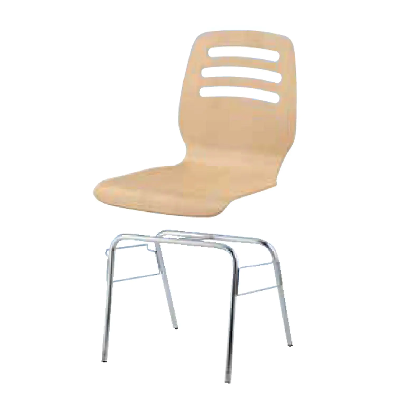 Holz-Schalenstuhl, Gestell 4-Fuß, Chrom, aus der Kategorie Gestell Metall/Chrom - Schale Holz