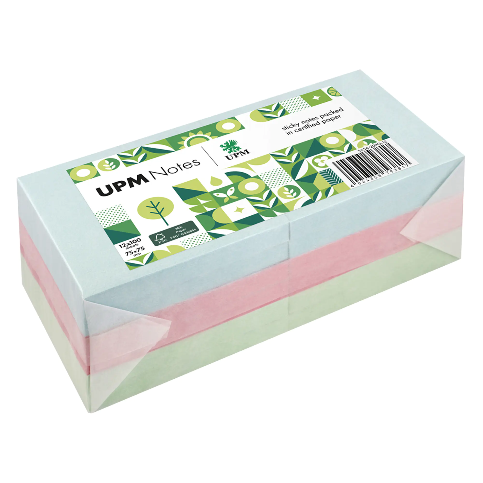 UPM Notes Haftnotiz Pastell 75x75mm 100Bl. sort. 12St. aus der Kategorie Haftnotizen & Notizzette