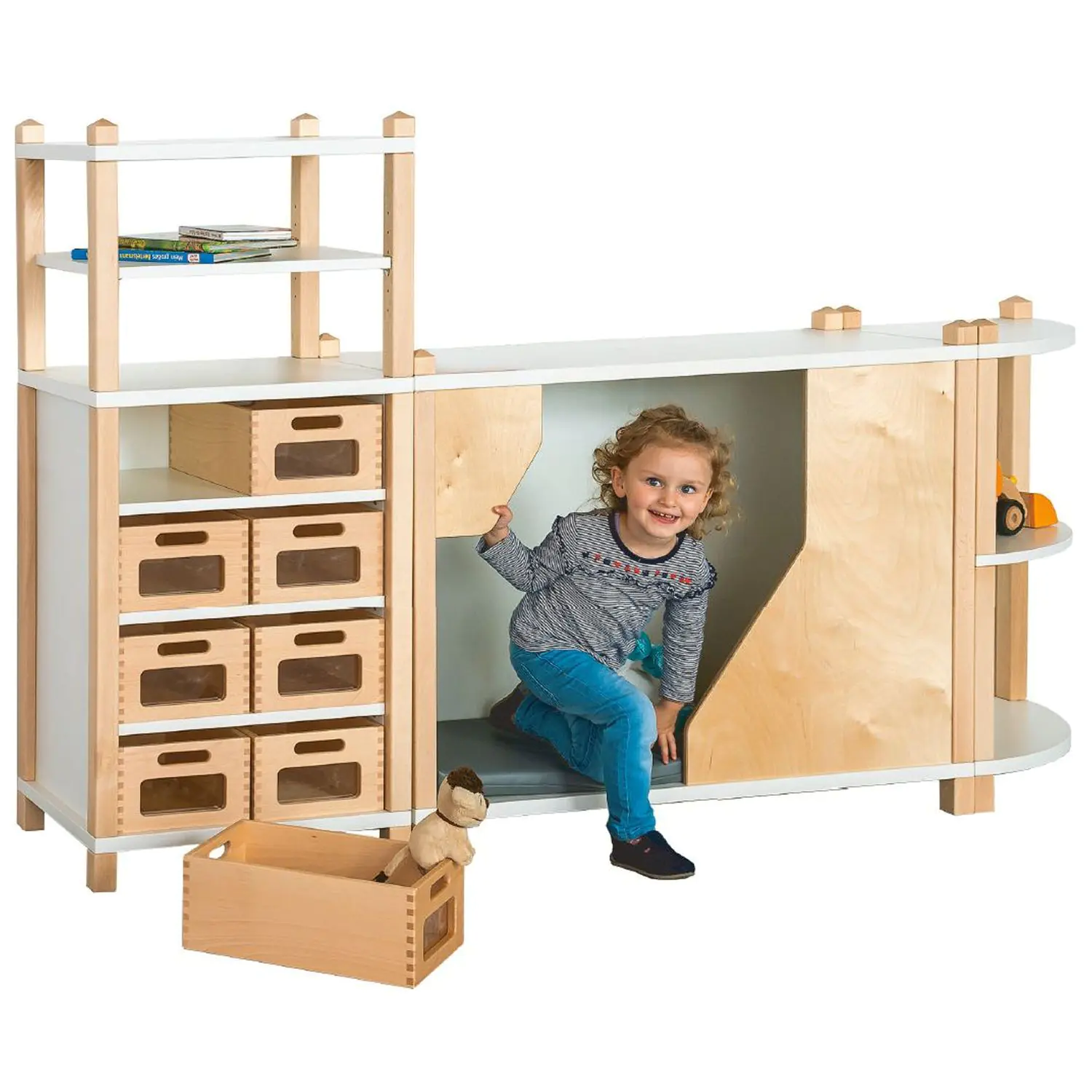 Stollenregalsystem "Finn", Stollen aus Buche Massivholz aus der Kategorie Regalsysteme