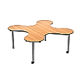 Kleeblatt 4er Tisch, 139x139 cm (B/T), Höhe wählbar,fahrbar, aus der Kategorie Kleeblatttische