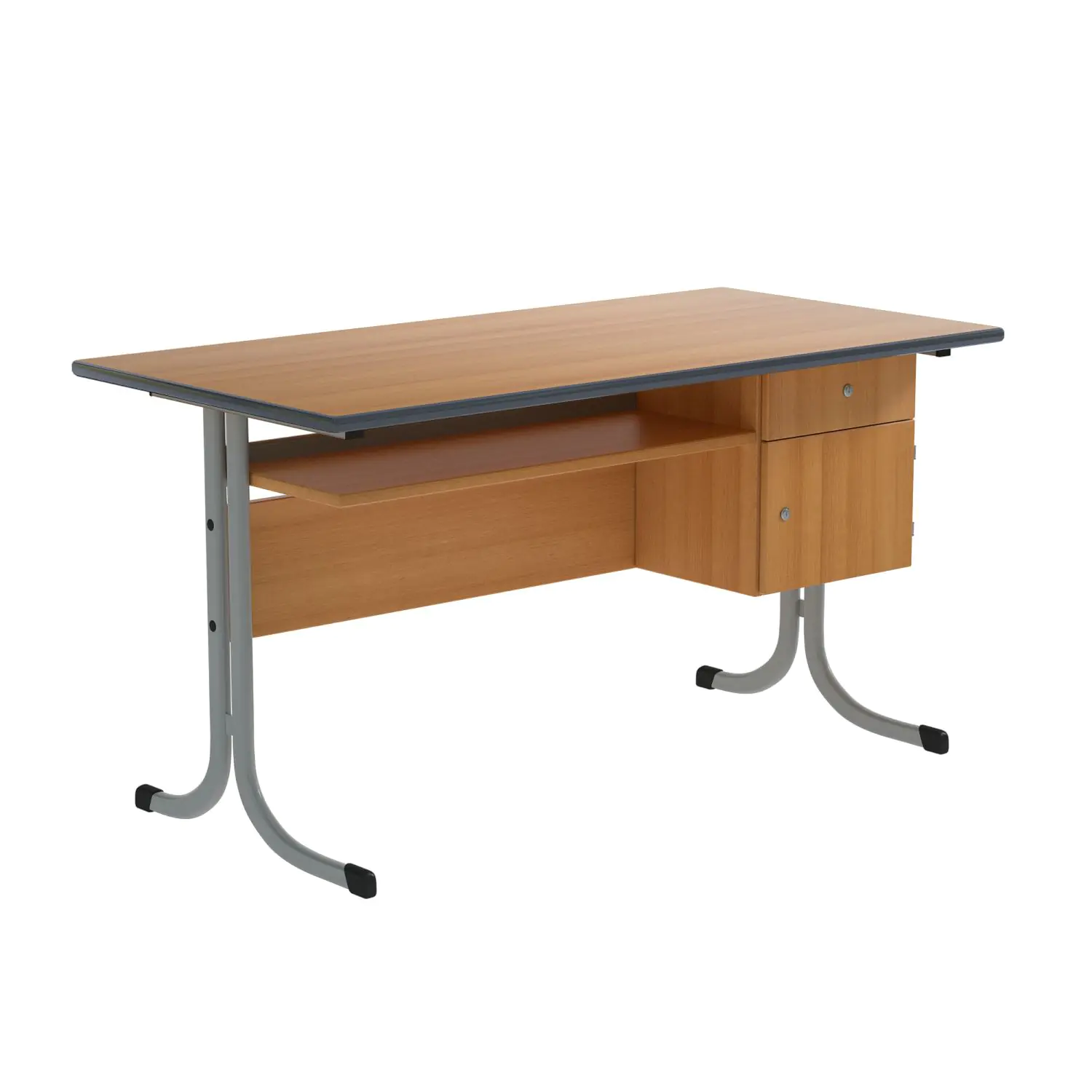 Lehrertisch, 130x65 cm (B/T), 76 cm hoch, Platte: Melamin, PU-Kante, aus der Kategorie Lehrertische