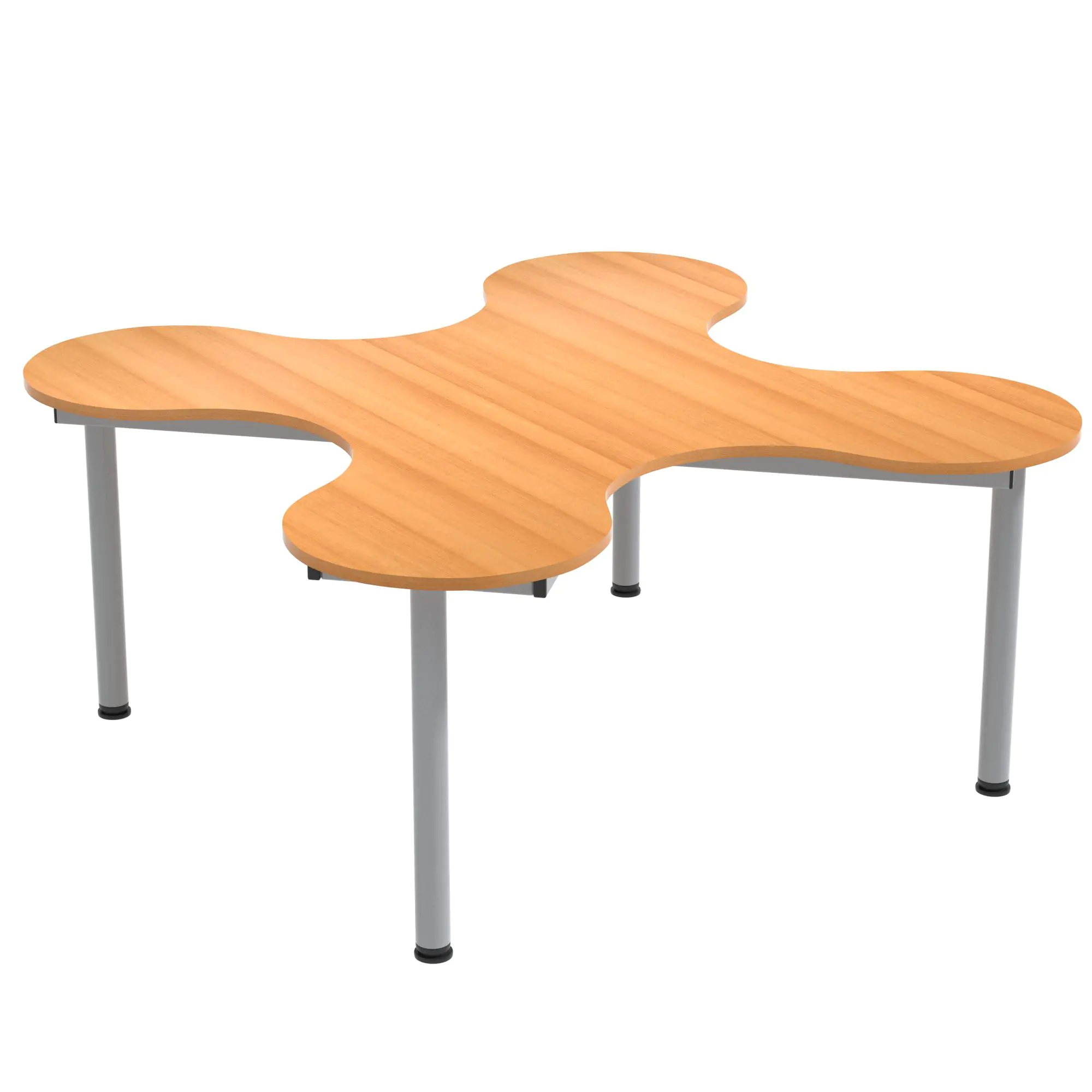 Kleeblatt 4er Tisch, 139x139 cm (B/T), höhenverstellbar 58-72 cm, aus der Kategorie Kleeblatttische