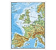 Wandkarte Westliches Europa, physisch, 140x190 cm,