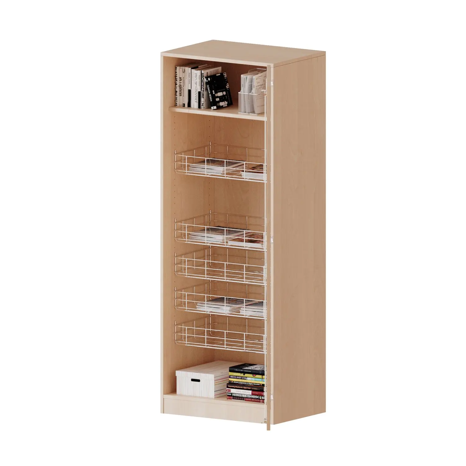 Sportschrank, 5 OH, mit 5 Ballkörben, Halterungen an der Tür,  rechts, B/H/T 70,3x190x60cm aus der Kategorie Fachbereichsschränke