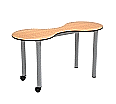 Kleeblatt 2er Tisch, 118x49 cm (B/T), Höhe wählbar, fahrbar,