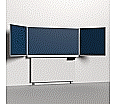 Klapp-Schiebetafel wandmontiert, mit Fuß, Mittelfläche 200x100 cm, Stahlemaille blau aus der Kategorie wandmontierte Klapp-Schiebe-Tafeln
