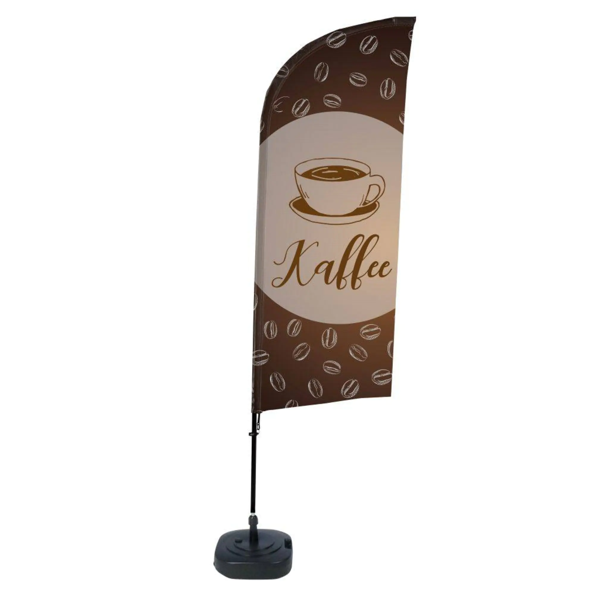 Showdown Beachflag Kaffee deutsch aus der Kategorie Kundenstopper
